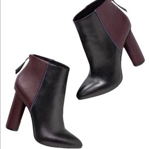 NIB Cabi Bisset plum and black 4-inch ankle boots size 10